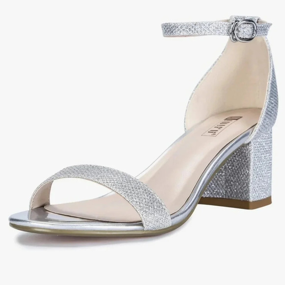 IDIFU Cookielo Silver Glitter Ankle Strap Heels Sandals Metallic 8.5 - Picture 1 of 16